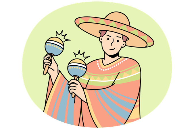 Homme mexicain en costume national  Illustration