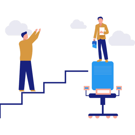 Homme grimpant sur un escalier pour la croissance de carrière  Illustration