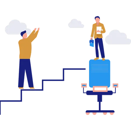 Homme grimpant sur un escalier pour la croissance de carrière  Illustration