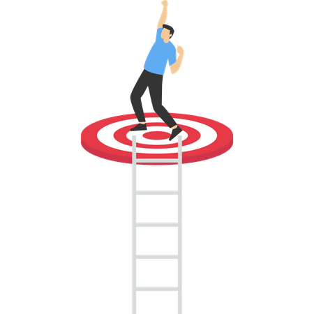 Homme montant un escalier pour atteindre un objectif de réussite  Illustration