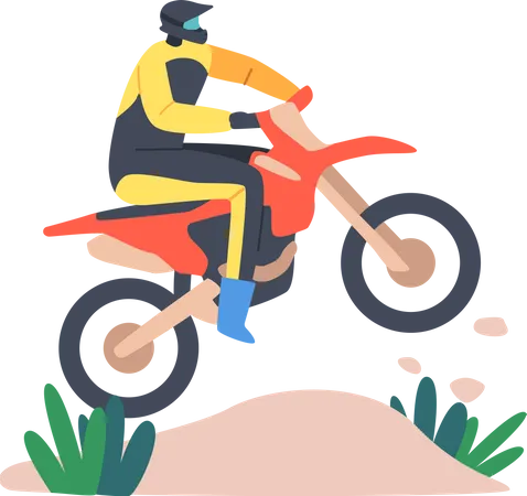 Homme faisant du vélo et faisant des cascades extrêmes  Illustration