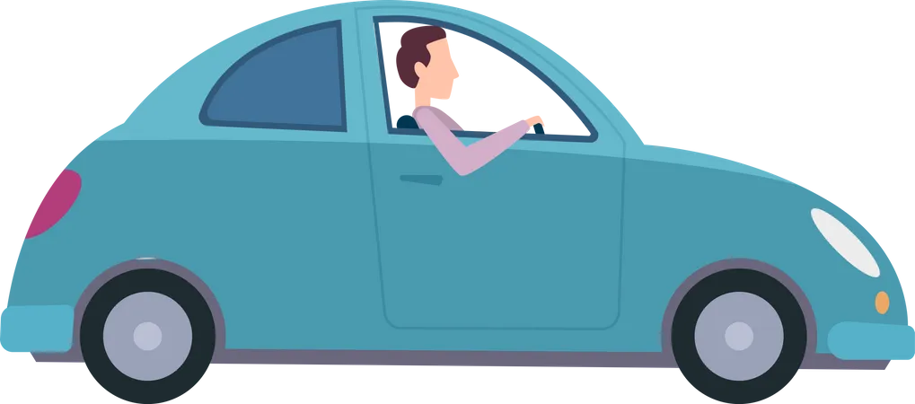 Homme conduisant une voiture  Illustration