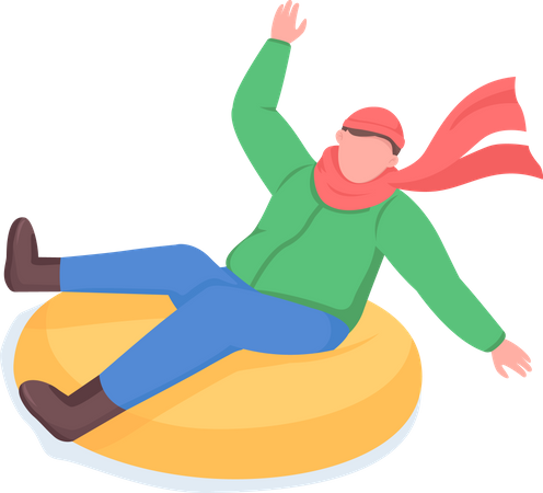 Homme monte sur un traîneau tubulaire  Illustration