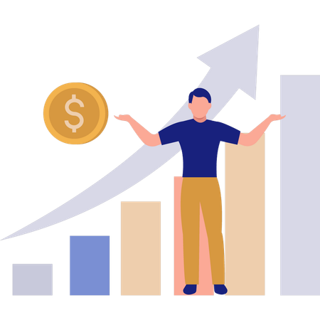 Homme montrant un graphique d'affaires  Illustration