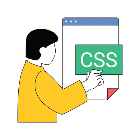 Homme montrant un document CSS  Illustration