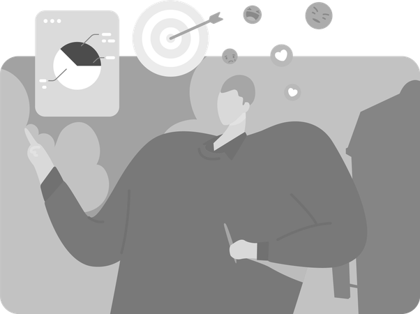 Homme montrant la cible quotidienne de la plateforme sociale  Illustration