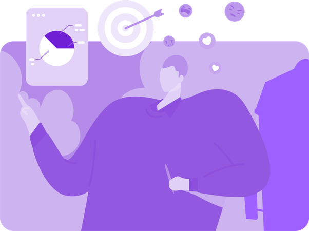 Homme montrant la cible quotidienne de la plateforme sociale  Illustration