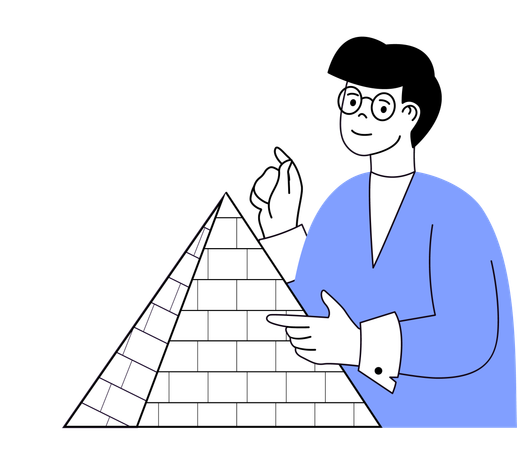 Homme montrant une pyramide d'Égypte  Illustration