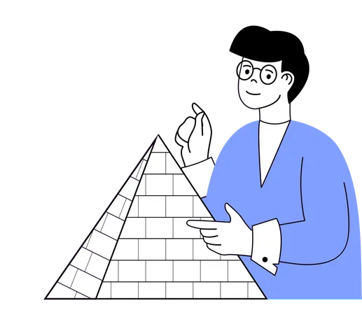 Homme montrant une pyramide d'Égypte  Illustration