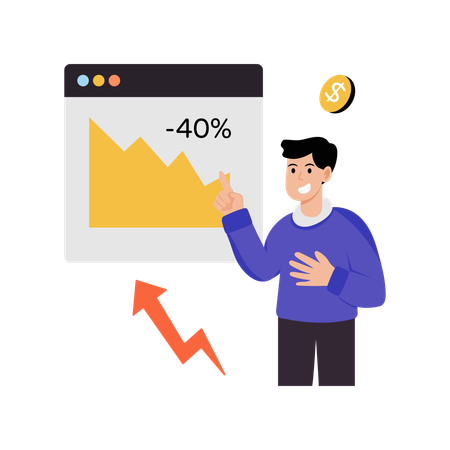 Homme montrant le taux d'inflation  Illustration