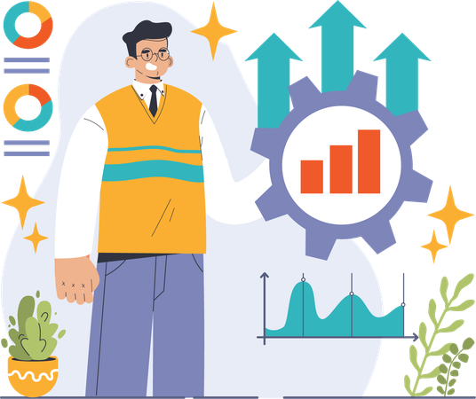 Homme faisant preuve d’efficacité opérationnelle  Illustration