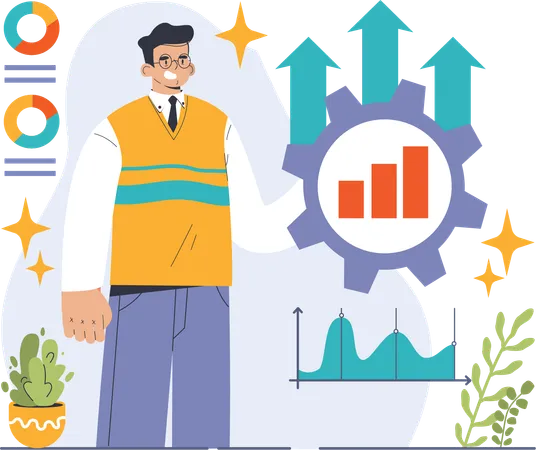 Homme faisant preuve d’efficacité opérationnelle  Illustration