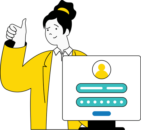 Homme montrant les détails du compte utilisateur  Illustration