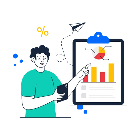 Homme montrant le rapport financier  Illustration