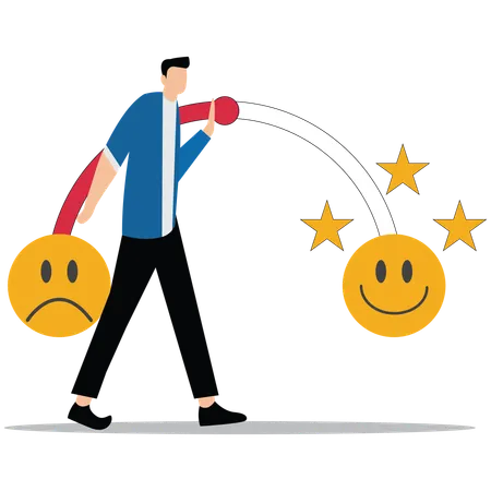 Un homme montrant une enquête de satisfaction client  Illustration