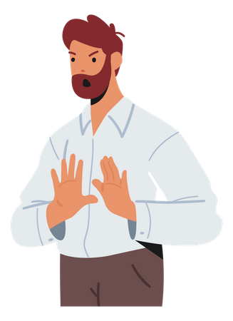 Homme montrant un geste d'arrêt  Illustration