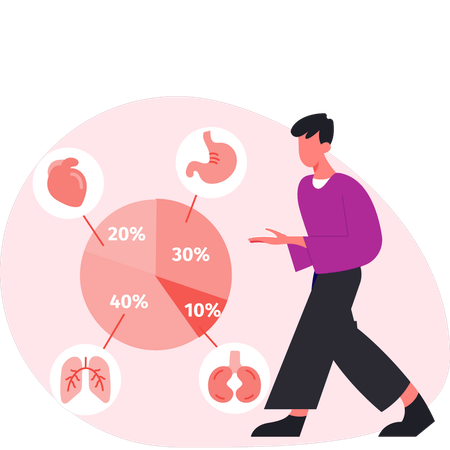 Homme montrant un rapport médical  Illustration