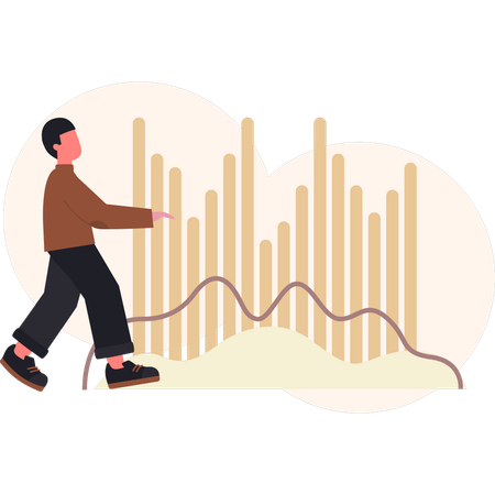 Homme montrant une analyse des stocks  Illustration