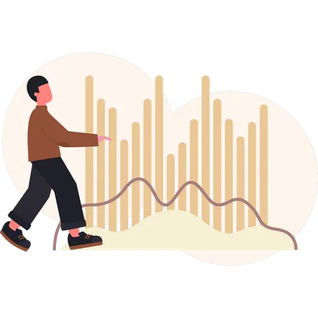 Homme montrant une analyse des stocks  Illustration