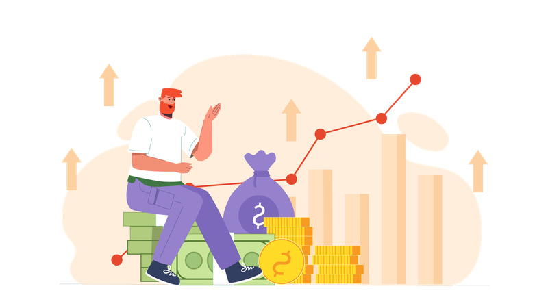 Homme montrant une croissance financière  Illustration