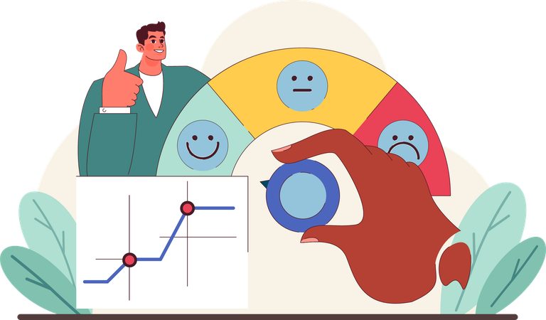 Homme montrant une analyse intelligente des émotions  Illustration