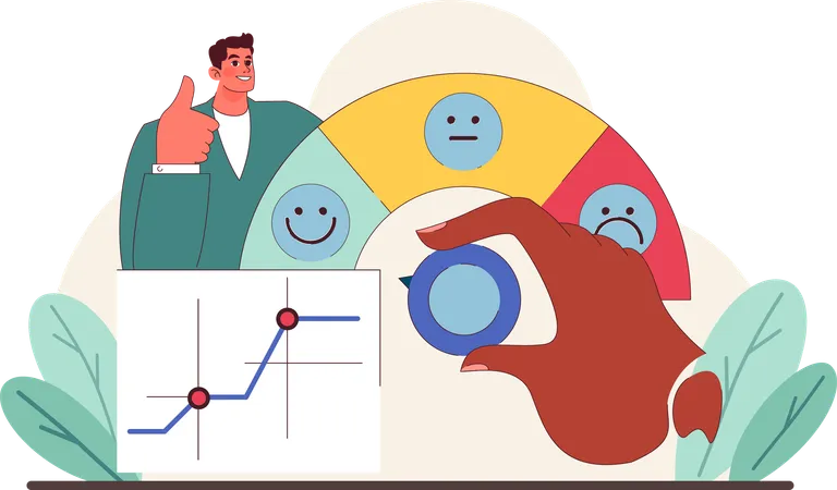 Homme montrant une analyse intelligente des émotions  Illustration