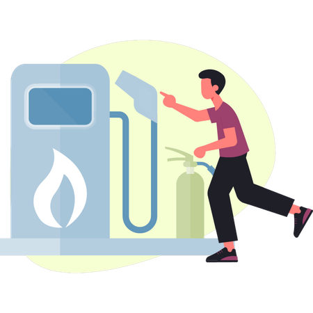 Homme montrant la pompe à carburant  Illustration