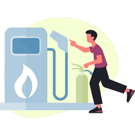 Homme montrant la pompe à carburant  Illustration