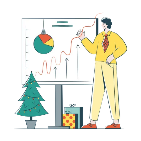 L'homme montre des statistiques pour Noël  Illustration