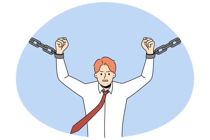 Un homme motivé brise les chaînes en quête d'indépendance  Illustration