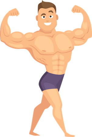 Homme musclé avec un corps fort  Illustration