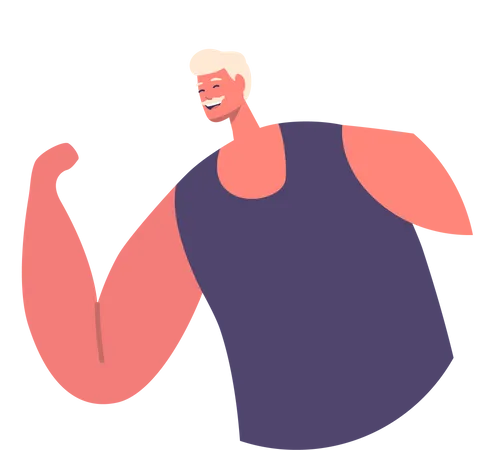 L'homme musclé montre sa force  Illustration