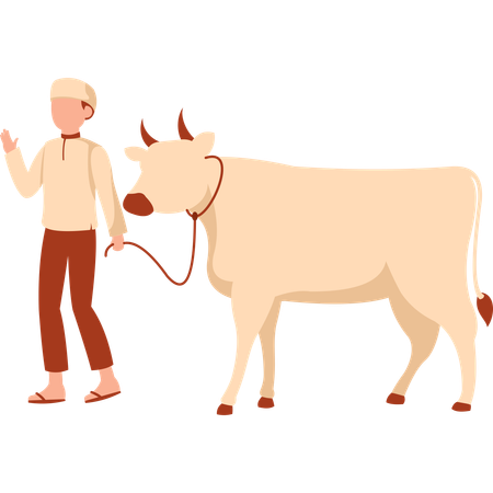 Homme musulman avec vache  Illustration