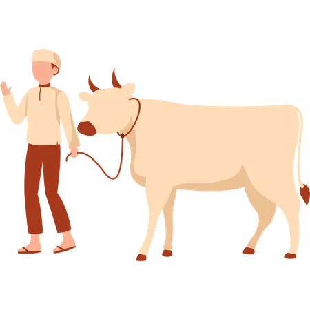 Homme musulman avec vache  Illustration