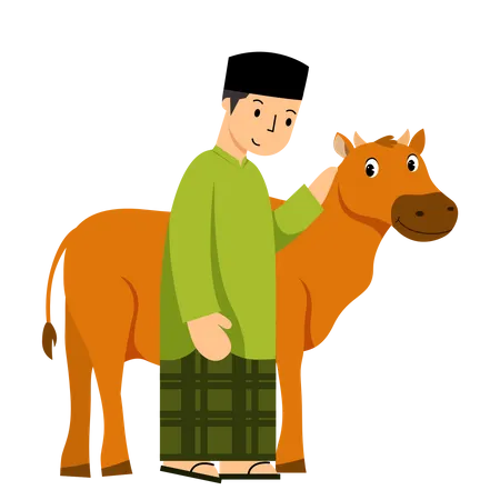 Homme musulman avec vache  Illustration