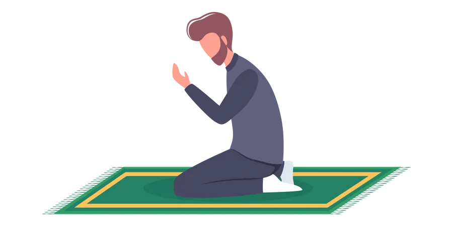 Homme musulman faisant la prière namaz  Illustration