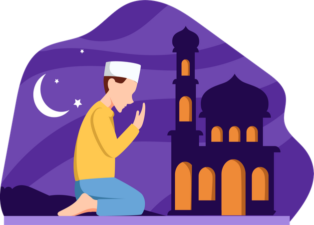 Homme musulman faisant namaz  Illustration