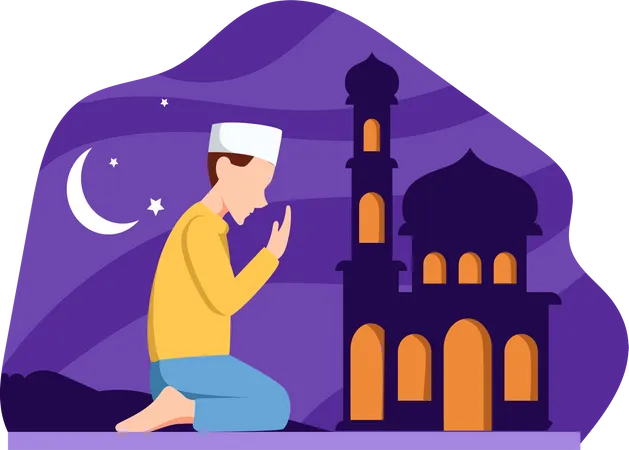 Homme musulman faisant namaz  Illustration