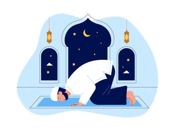 Homme musulman faisant namaz  Illustration