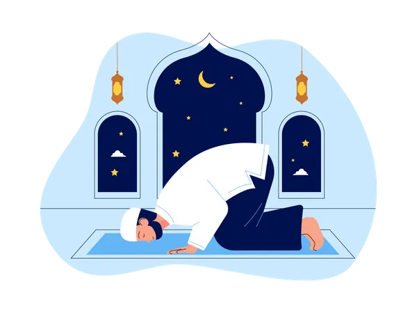 Homme musulman faisant namaz  Illustration