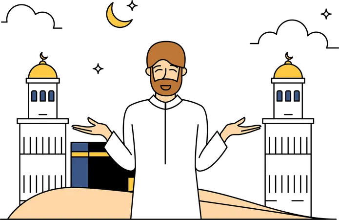 Homme musulman saluant l'Aïd al-Adha  Illustration