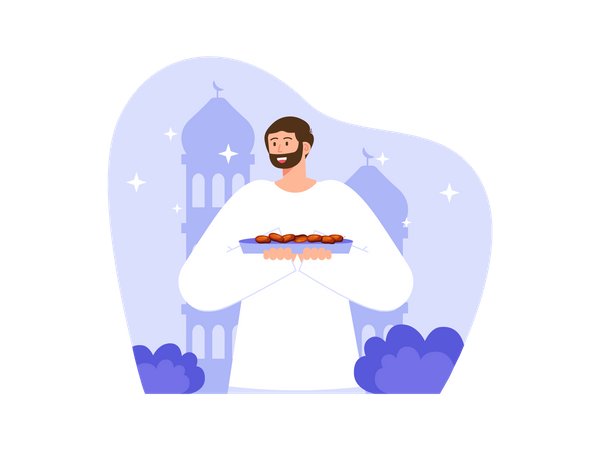 Homme musulman servant des rendez-vous arabes  Illustration