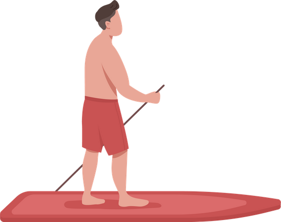 Homme nageant au paddleboard  Illustration