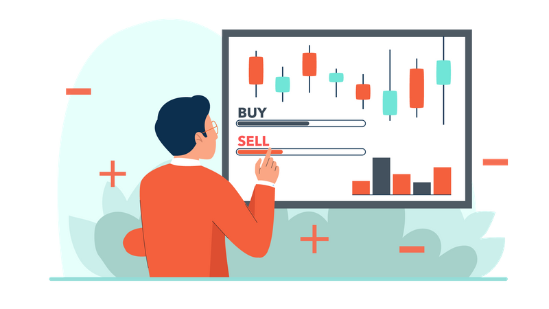 Homme négociant en bourse  Illustration