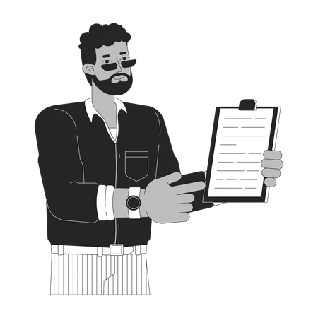 Homme noir montrant le presse-papiers  Illustration