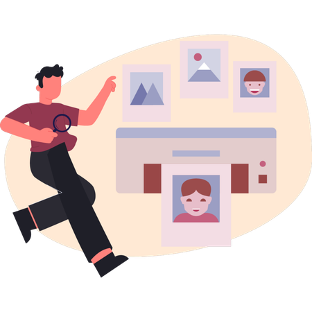 Homme regardant un design graphique  Illustration