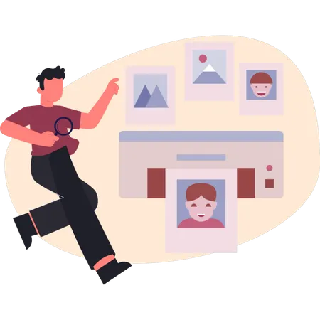 Homme regardant un design graphique  Illustration