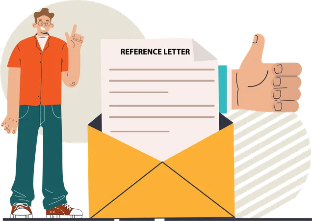 Homme recevant une lettre de référence  Illustration