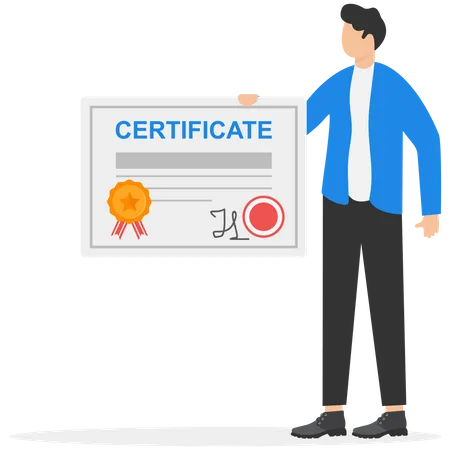 Homme obtenant un certificat  Illustration