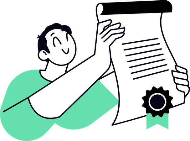 Un homme reçoit un certificat de travail  Illustration